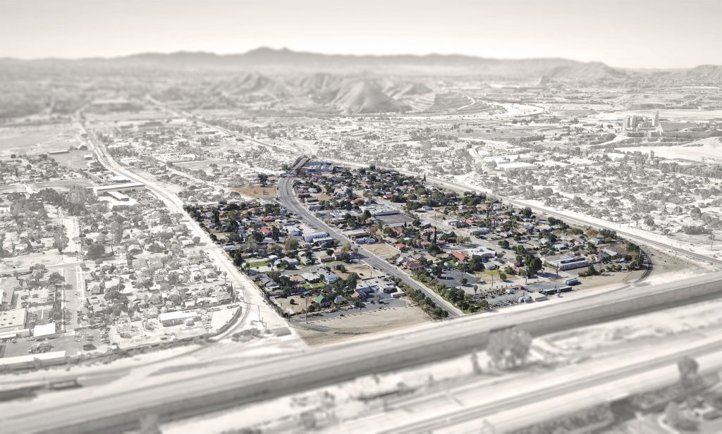Aerial rendering of the South Colton Livable Corridor Plan area