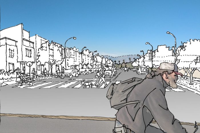 Dudek artist's rendering of one street within the South Colton Livable Corridor Plan area