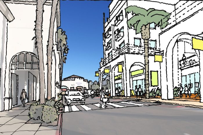 Artist's rendering of shopping center for the Mira Mesa Community Plan Update