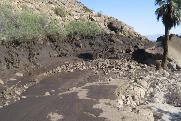 Flood damage in Indian Canyons in Coachella Valley