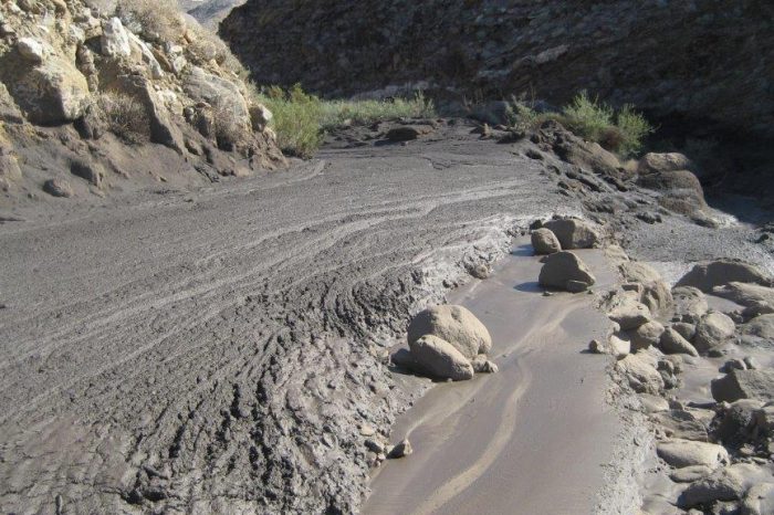 Flood damage in Indian Canyons in Coachella Valley