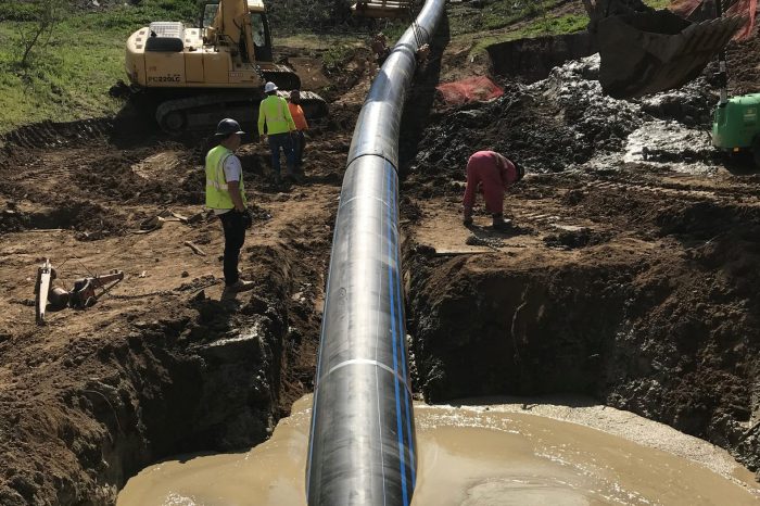 Dudek project site. Chino Basin Desalter Authority's Product Water Pipeline is installed using horizontal directional drilling crossing the Santa Ana River.