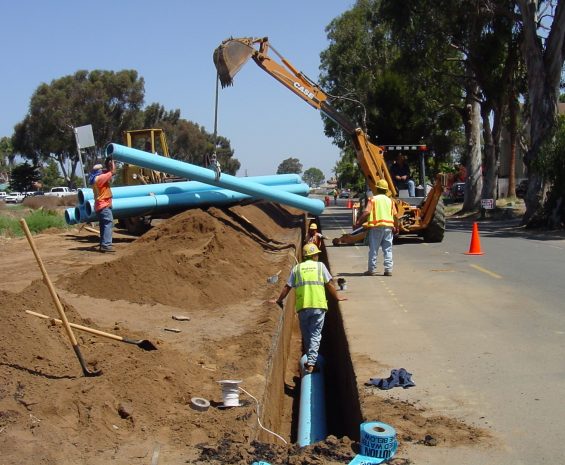 Construction workers replace drinking water pipelines in compliance with the LCRR