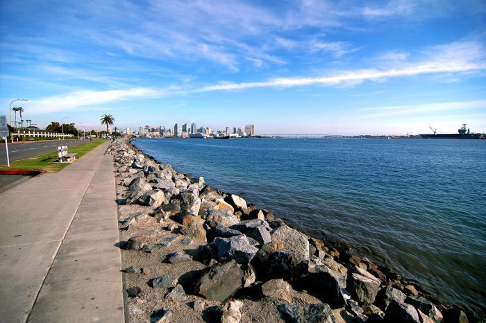 Pedestrian path on Harbor Island along San Diego Bay